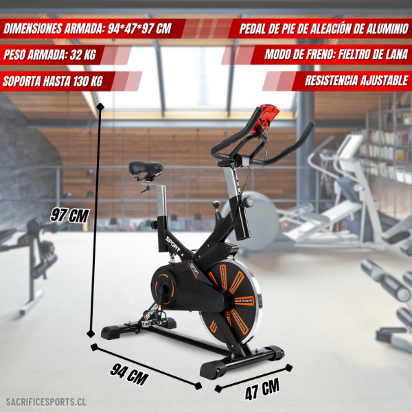 BICICLETA SPINNING ES770N Flywheel 10 kg - Imagen 2