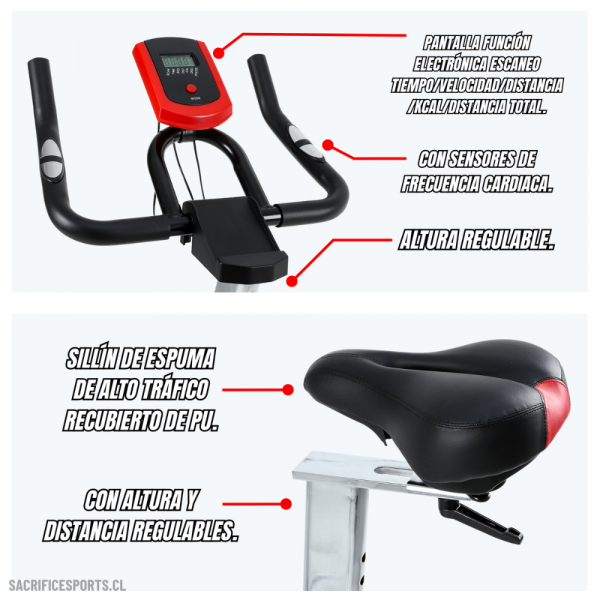 BICICLETA SPINNING ES770N Flywheel 10 kg - Imagen 3