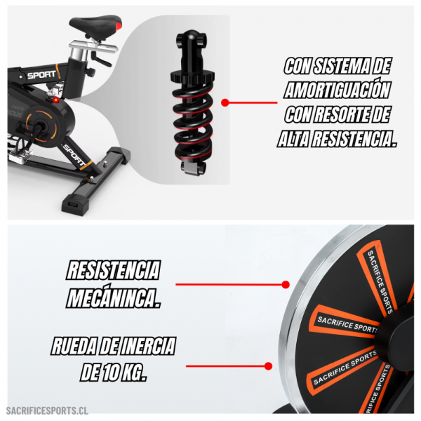 BICICLETA SPINNING ES770N Flywheel 10 kg - Imagen 4