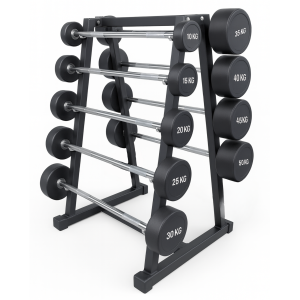 Set de 9 Barras Amplias con Peso Fijo + Rack