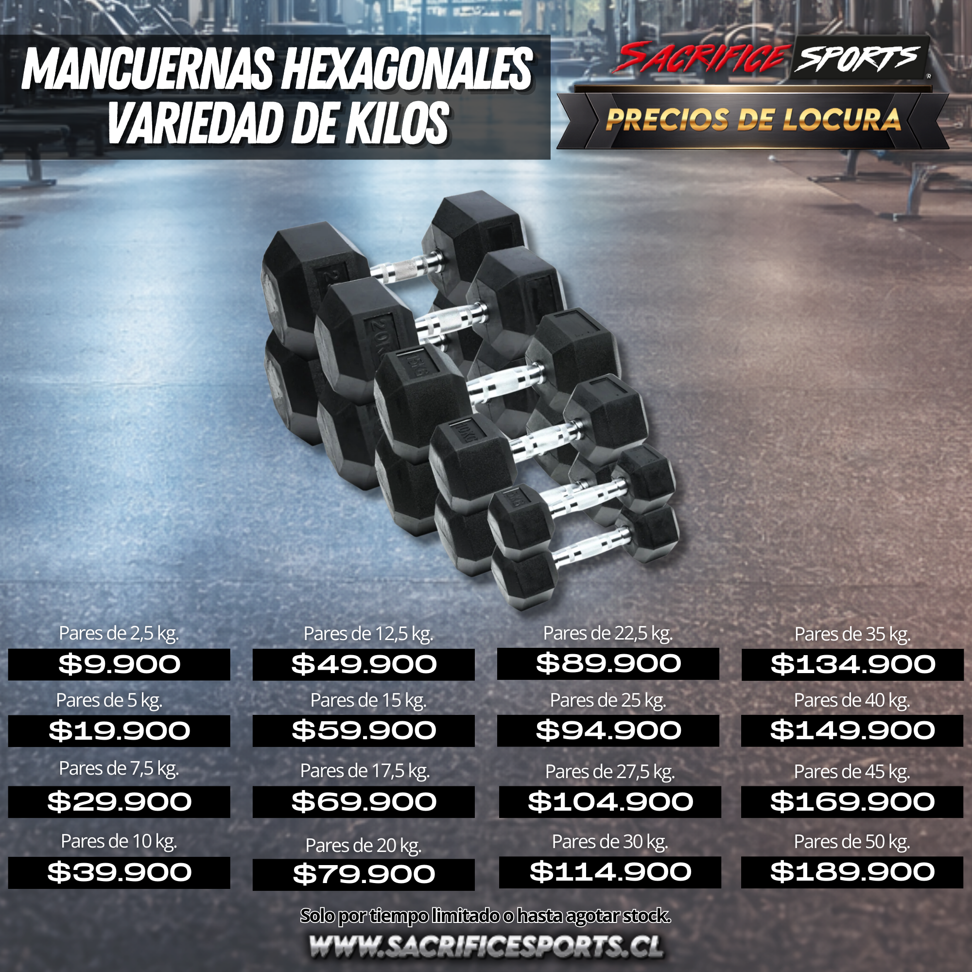 Par De Mancuernas Hexagonales Variedad de Kilos