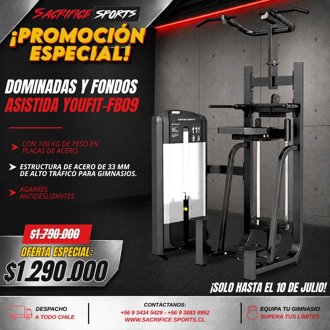 Máquina de Dominadas y Fondos Asistida Youfit-FB09