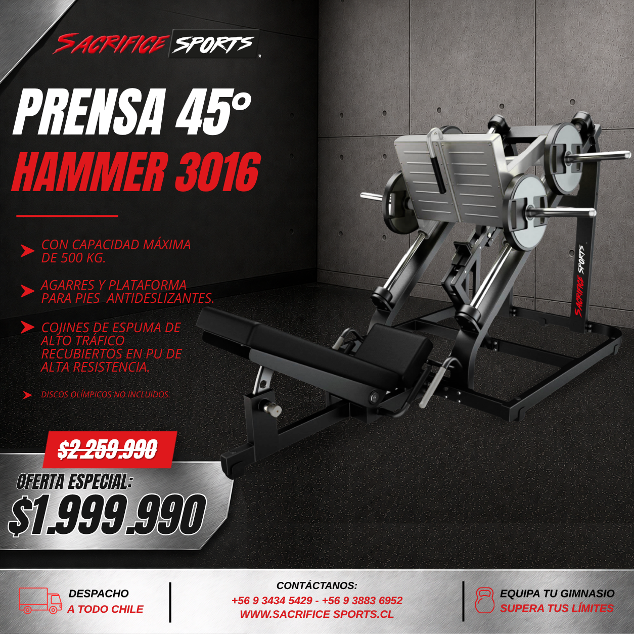 Prensa 45° Hammer 3016