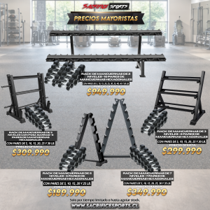 Promociones Racks + Mancuernas Hexagonales de Libras Sacrifice Sports