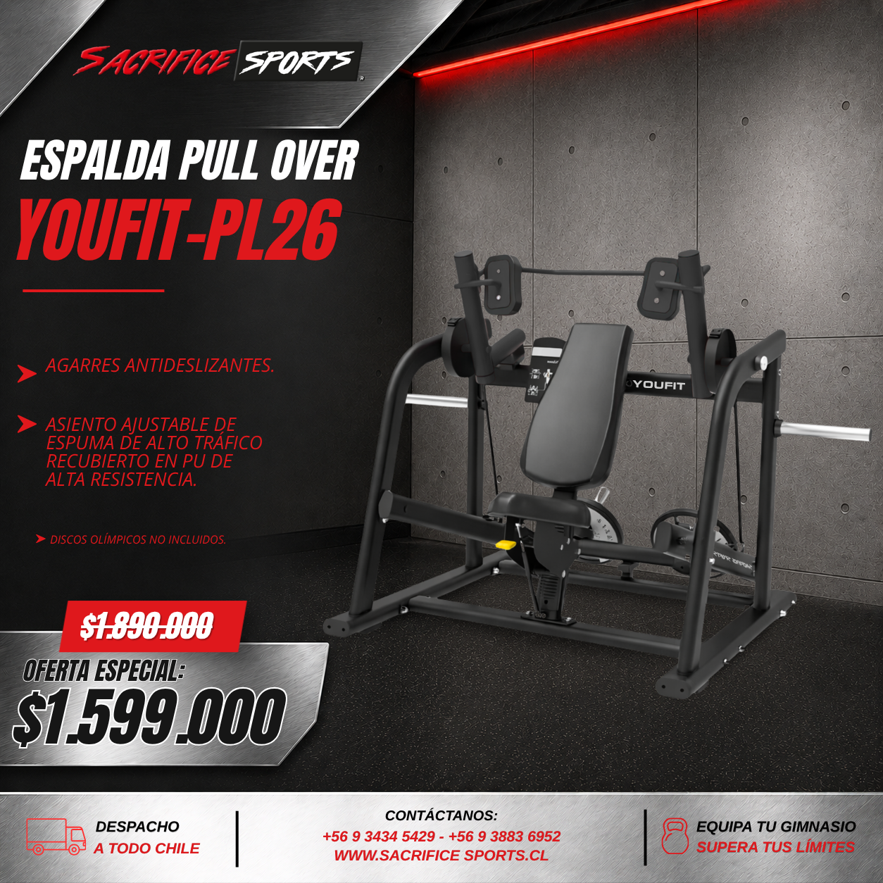 Máquina de Espalda Pull Over Youfit-PL26