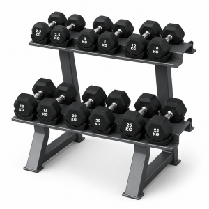 Rack para Mancuernas YLY04 + 6 Pares de Mancuernas Hexagonales de Kilo